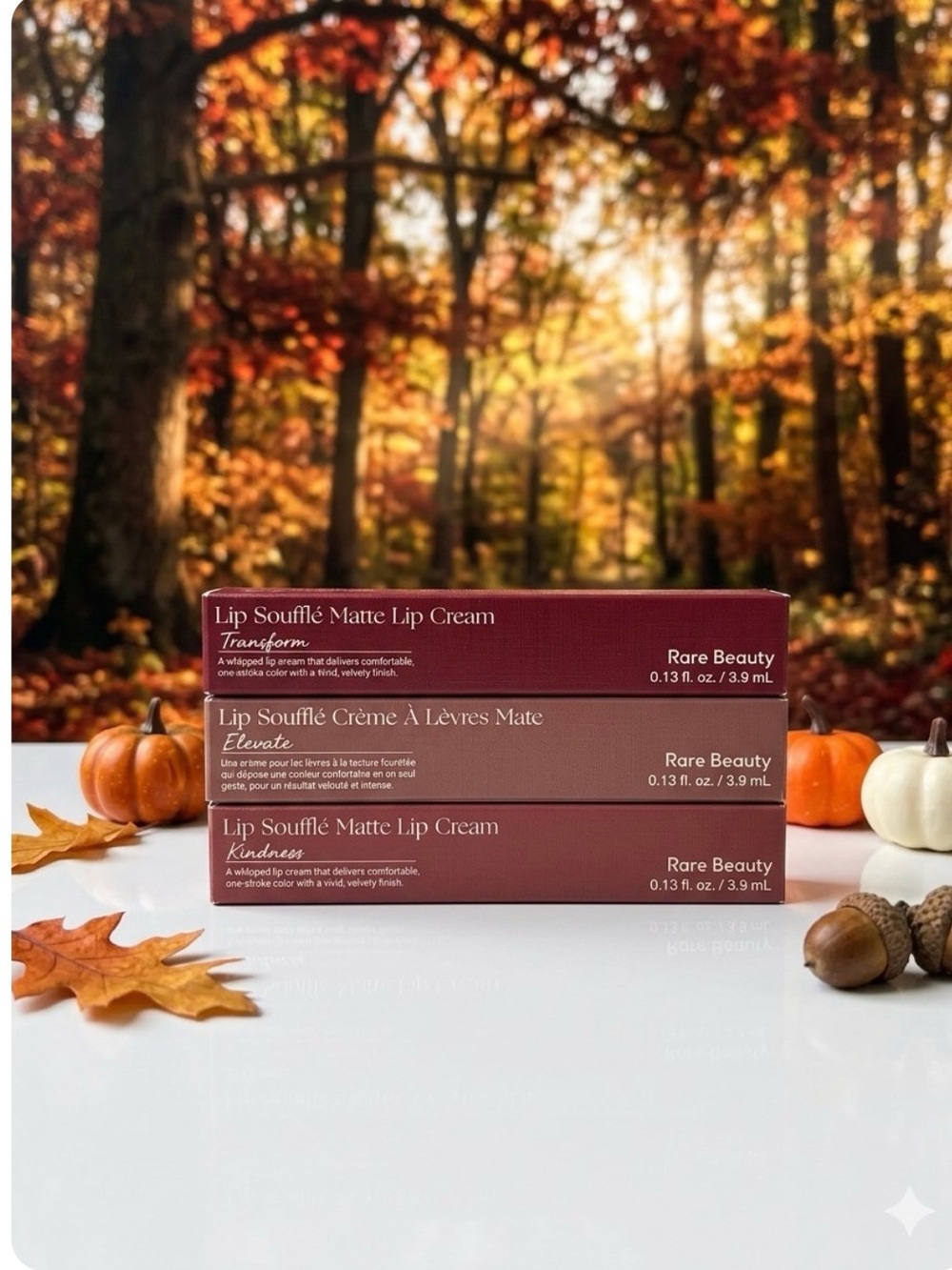 Rare Beauty Lip Soufflé Matte Lip Cream Trio — burgundy, mauve, rosewood